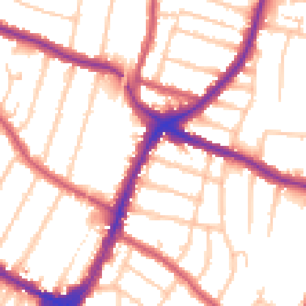 Daytime road noise heatmap for N13 5XD