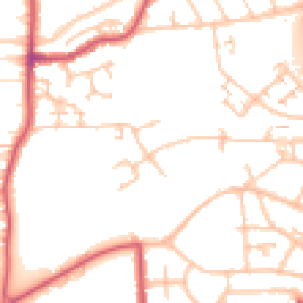 Daytime road noise heatmap for N13 6AL