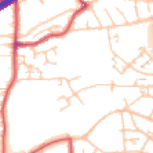 Daytime road noise heatmap for N13 6AN