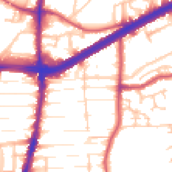 Daytime road noise heatmap for N13 6AW