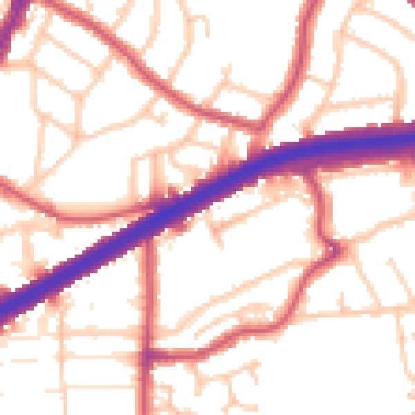 Daytime road noise heatmap for N13 6BN