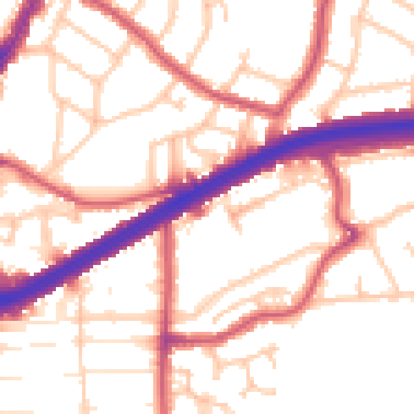 Daytime road noise heatmap for N13 6BW