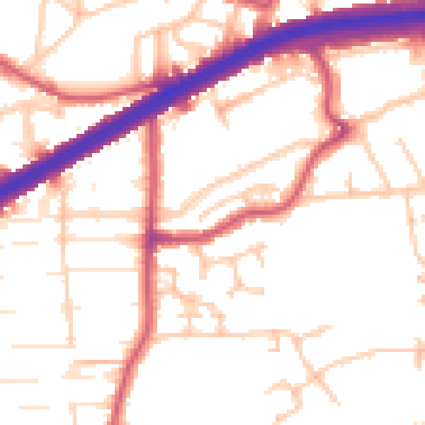 Daytime road noise heatmap for N13 6DQ