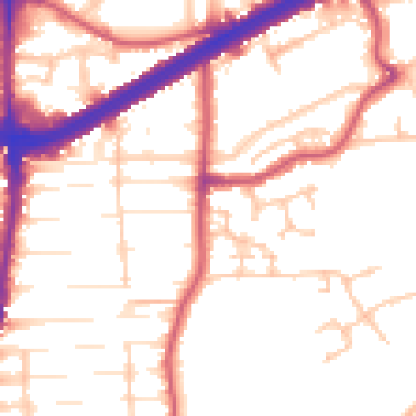 Daytime road noise heatmap for N13 6DT