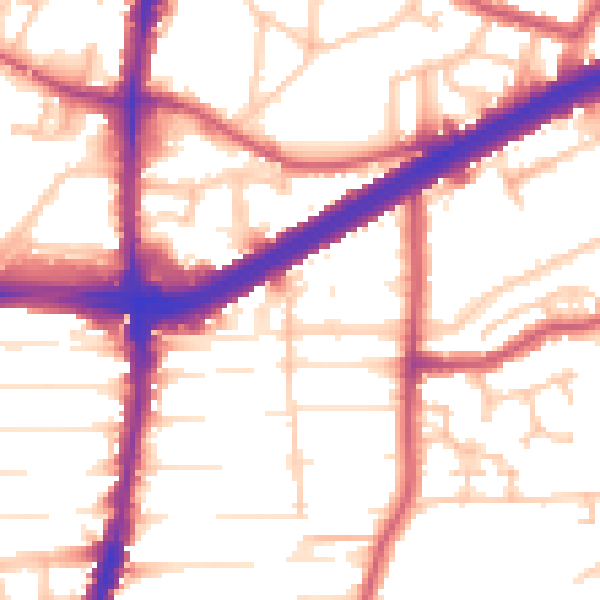 Daytime road noise heatmap for N13 6EZ