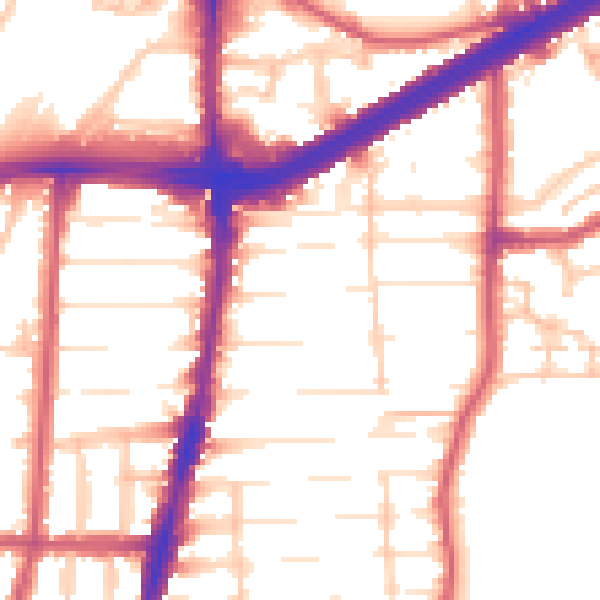 Daytime road noise heatmap for N13 6JG