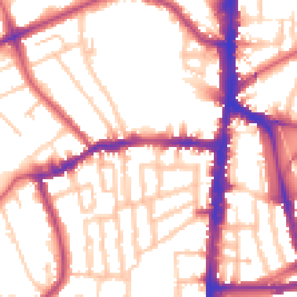 Daytime road noise heatmap for N16 0AY