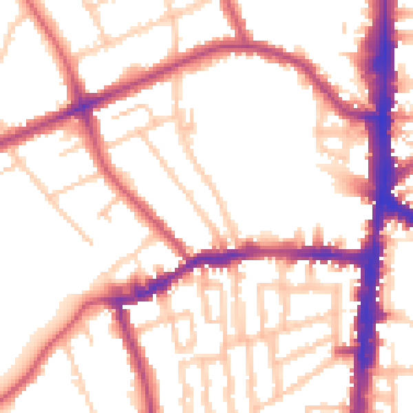 Daytime road noise heatmap for N16 0BA