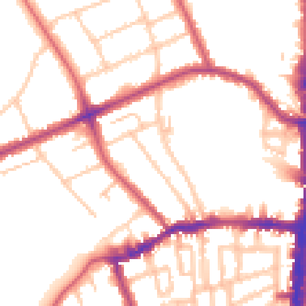 Daytime road noise heatmap for N16 0BB