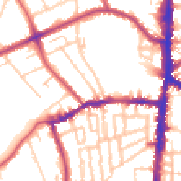 Daytime road noise heatmap for N16 0BD