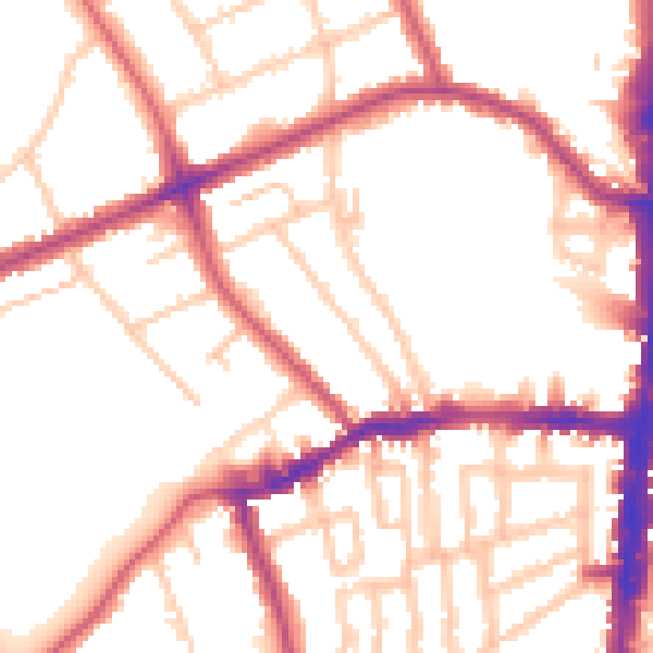 Daytime road noise heatmap for N16 0BE