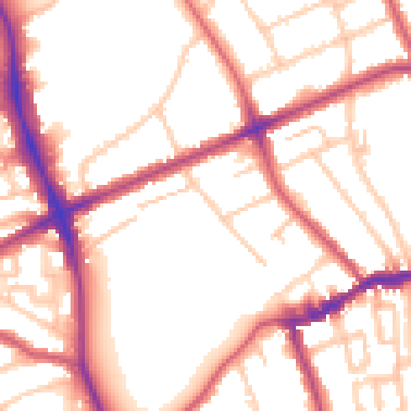 Daytime road noise heatmap for N16 0BF