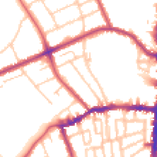 Daytime road noise heatmap for N16 0BH