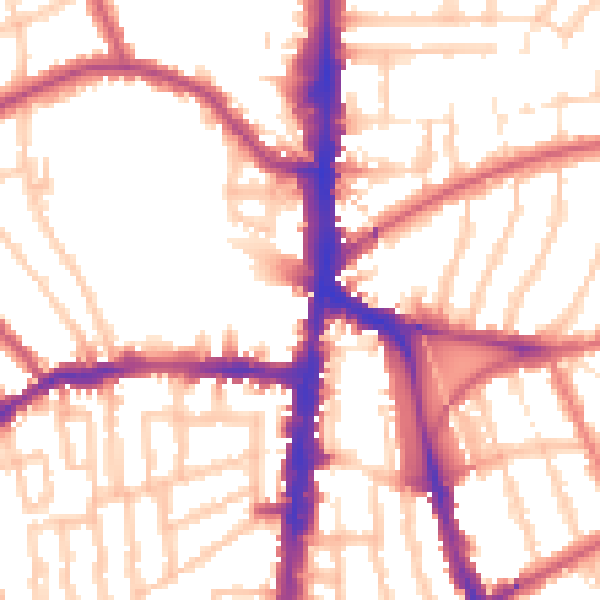 Daytime road noise heatmap for N16 0BJ