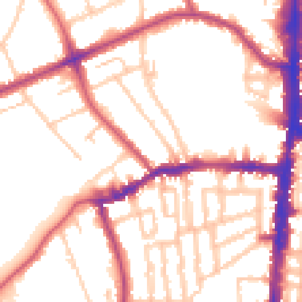 Daytime road noise heatmap for N16 0BN