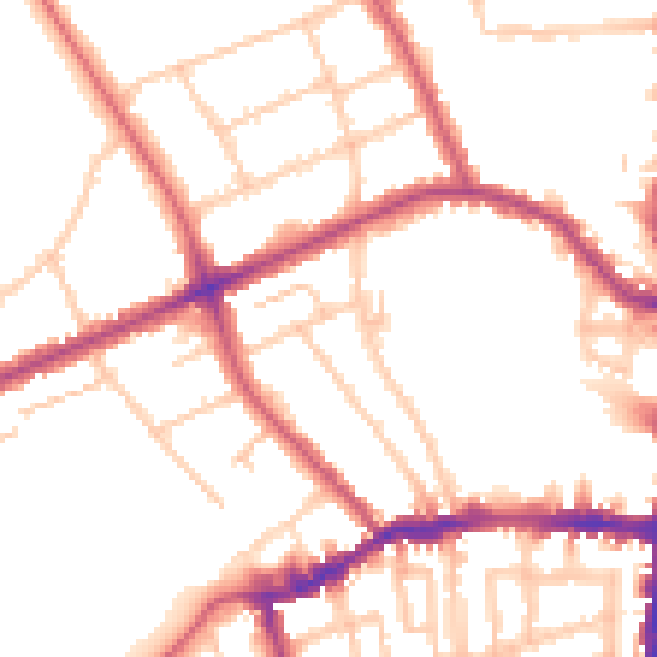 Daytime road noise heatmap for N16 0BT