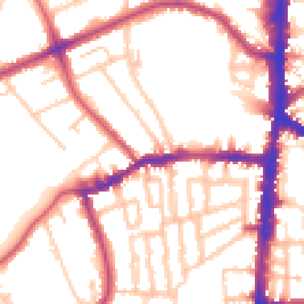 Daytime road noise heatmap for N16 0BU