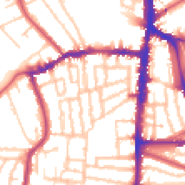 Daytime road noise heatmap for N16 0EB