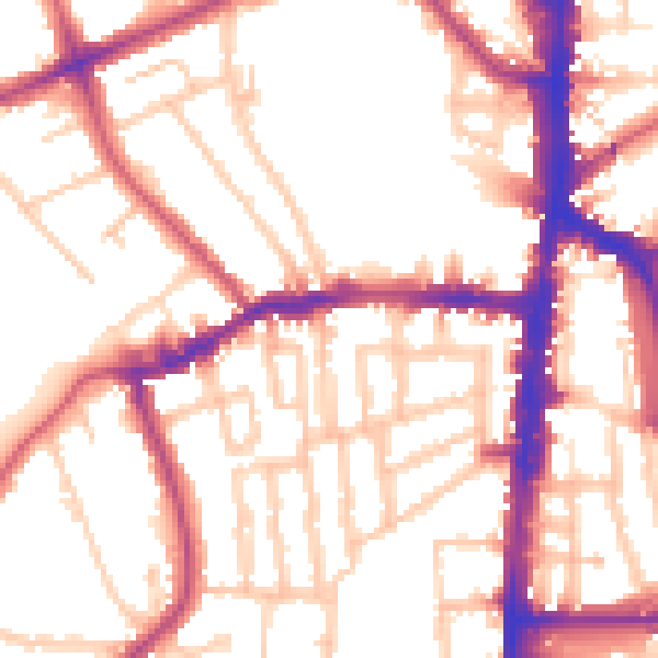 Daytime road noise heatmap for N16 0EF