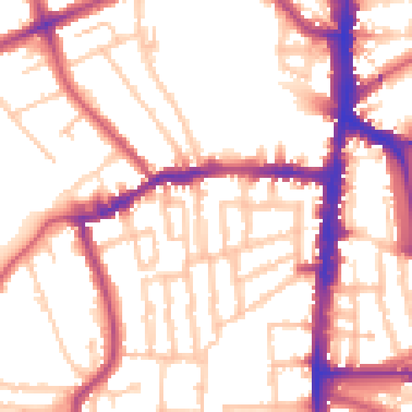 Daytime road noise heatmap for N16 0EG