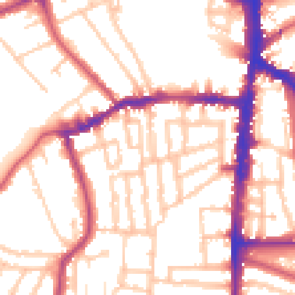 Daytime road noise heatmap for N16 0EH
