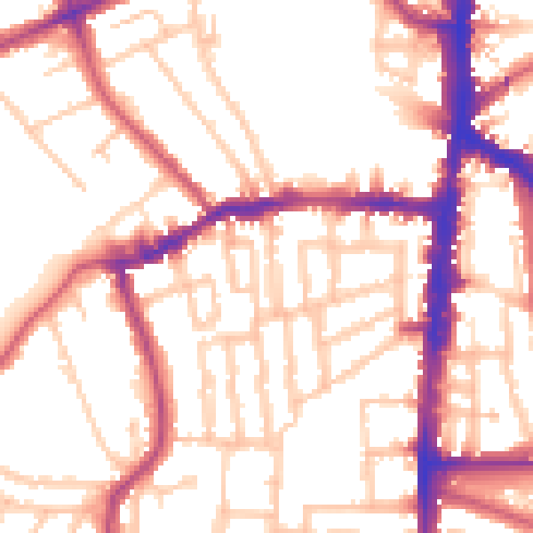 Daytime road noise heatmap for N16 0EJ