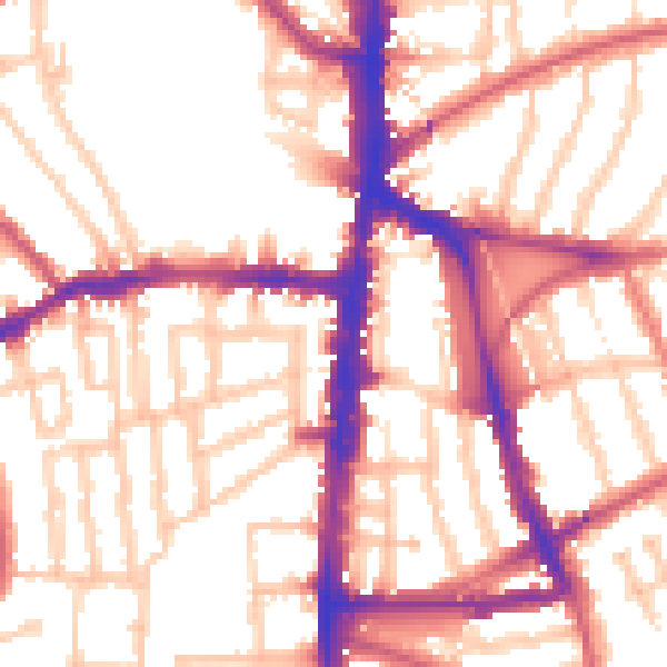 Daytime road noise heatmap for N16 0NY