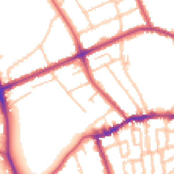 Daytime road noise heatmap for N16 0QF