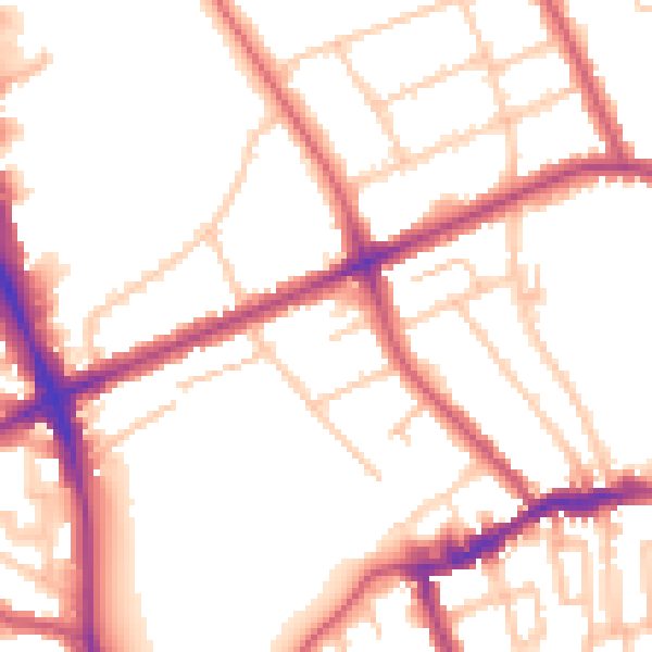 Daytime road noise heatmap for N16 0QU