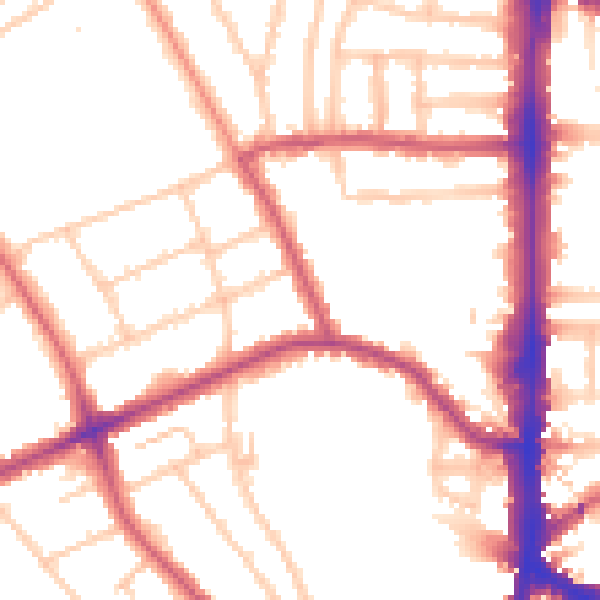 Daytime road noise heatmap for N16 5BW