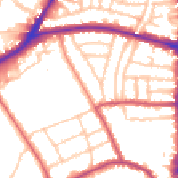 Daytime road noise heatmap for N16 5DU