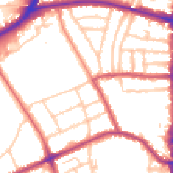 Daytime road noise heatmap for N16 5EN