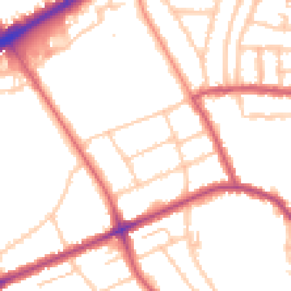 Daytime road noise heatmap for N16 5ND