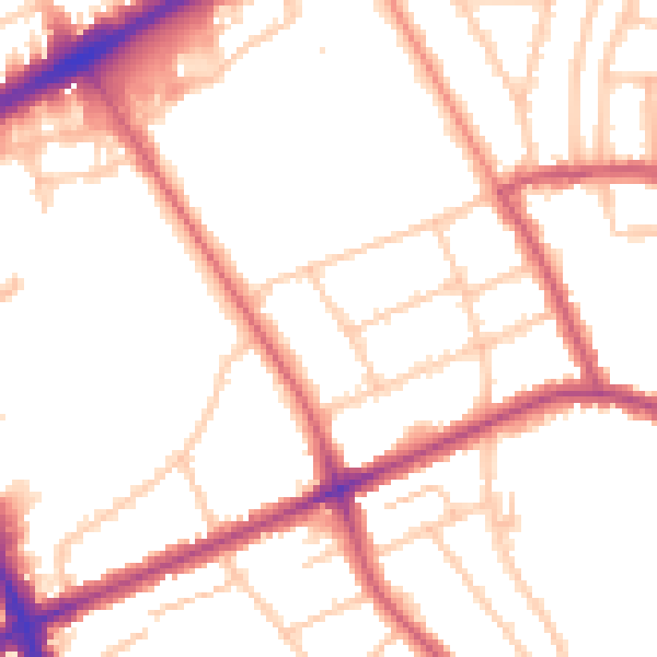 Daytime road noise heatmap for N16 5NF
