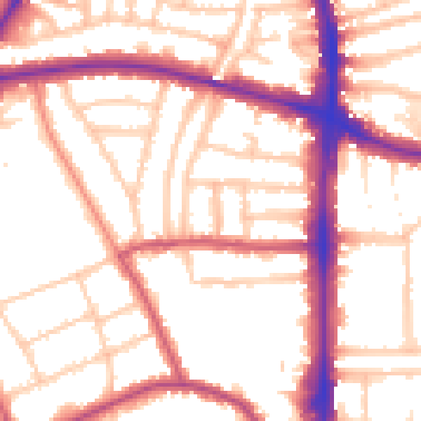 Daytime road noise heatmap for N16 5QU