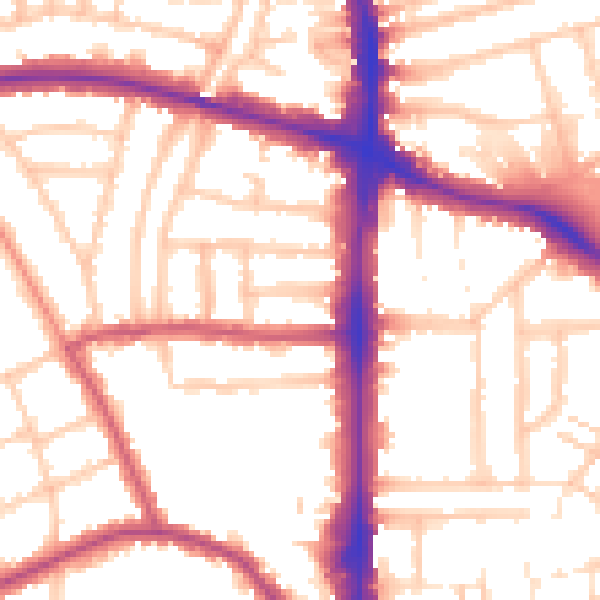 Daytime road noise heatmap for N16 5RA