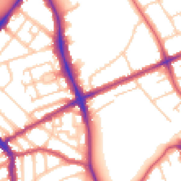 Daytime road noise heatmap for N16 5UE