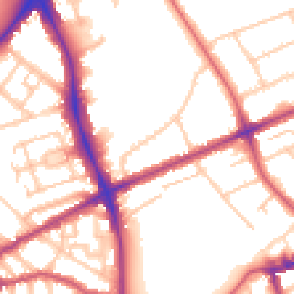 Daytime road noise heatmap for N16 5UJ