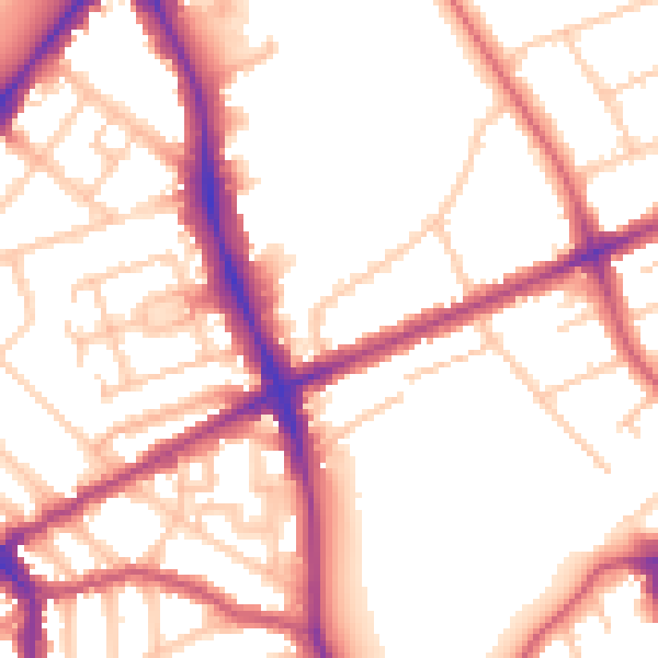 Daytime road noise heatmap for N16 5UL