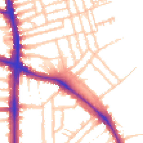 Daytime road noise heatmap for N16 6BP