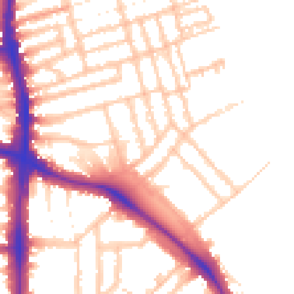 Daytime road noise heatmap for N16 6DX