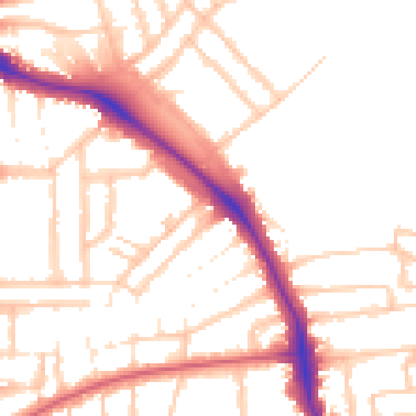 Daytime road noise heatmap for N16 6NB