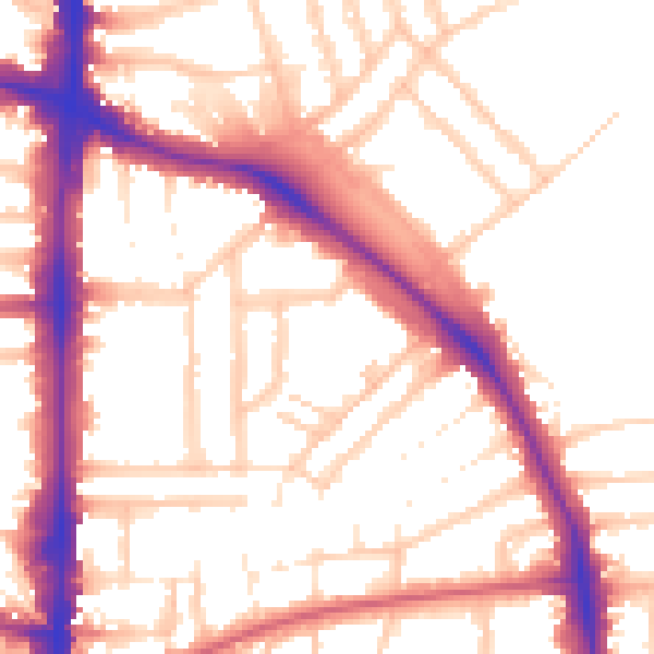 Daytime road noise heatmap for N16 6QE