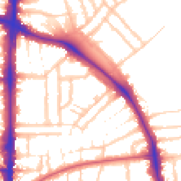 Daytime road noise heatmap for N16 6QF