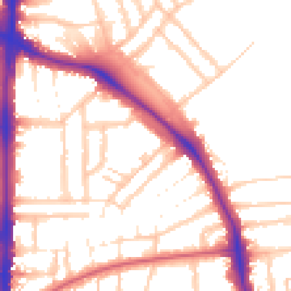 Daytime road noise heatmap for N16 6QG