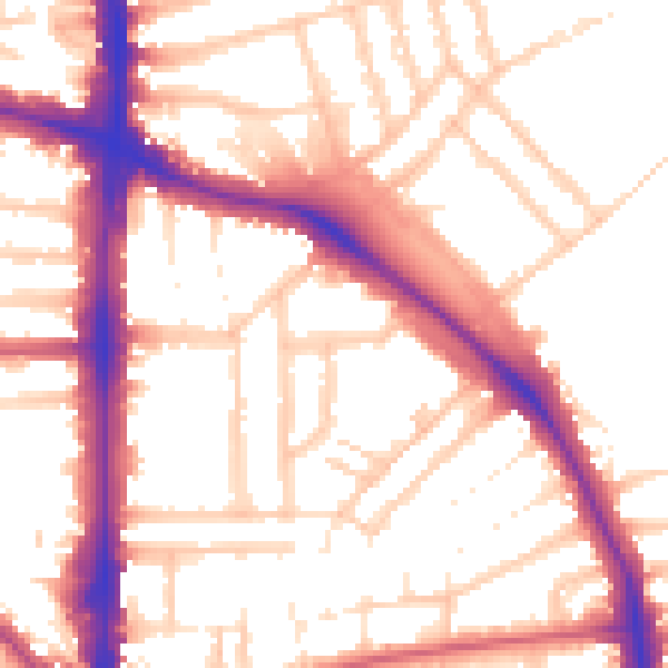 Daytime road noise heatmap for N16 6QL