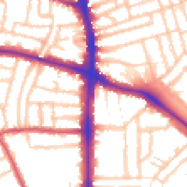 Daytime road noise heatmap for N16 6QX