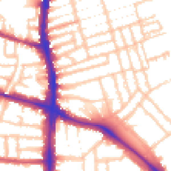 Daytime road noise heatmap for N16 6SJ