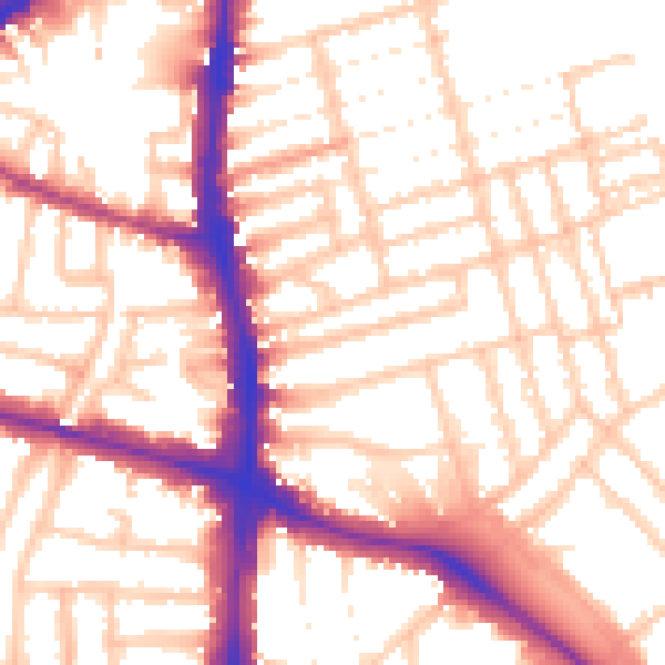 Daytime road noise heatmap for N16 6TR