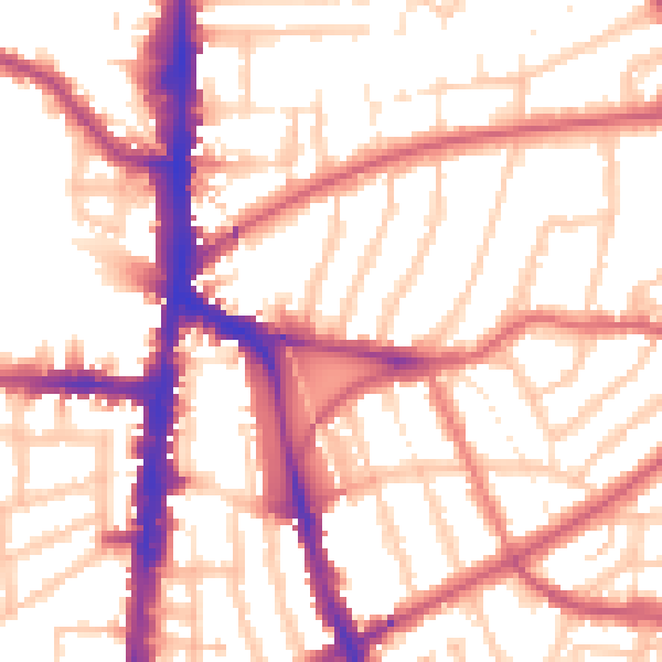 Daytime road noise heatmap for N16 7AD